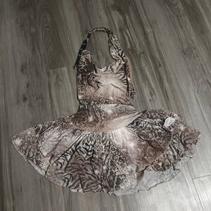 Windsor Brown and Cream Backless Dress